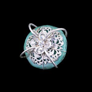 DANNIJO Silver Turquoise Retro Cocktail Ring